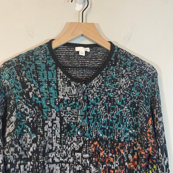 J. Jill Multicolor Jacquard Coatigan Cardigan Jacket Button Closure Colorful XS - Picture 2 of 12